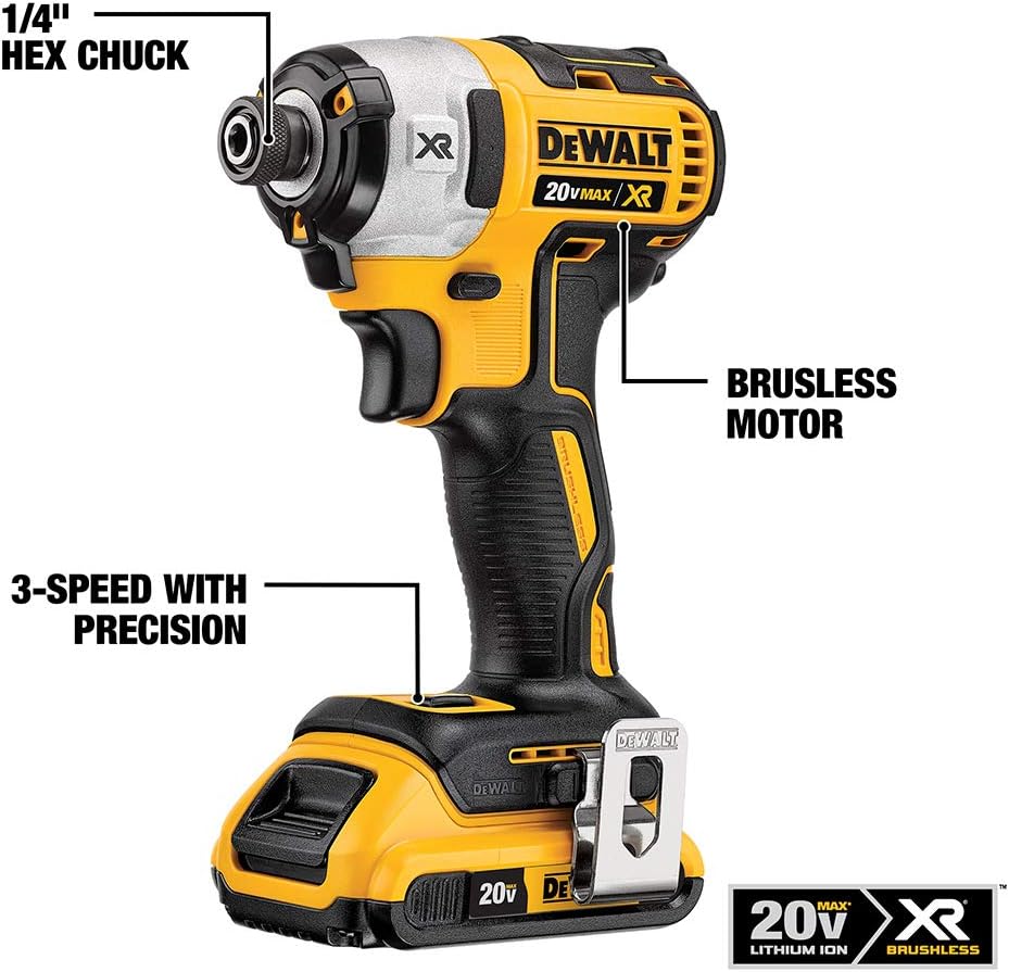 DeWALT 20V MAX XR Hammer Drill Driver With POWER DETECT Tool Technology Impact Driver Kit Grizzly Lighting Systems
